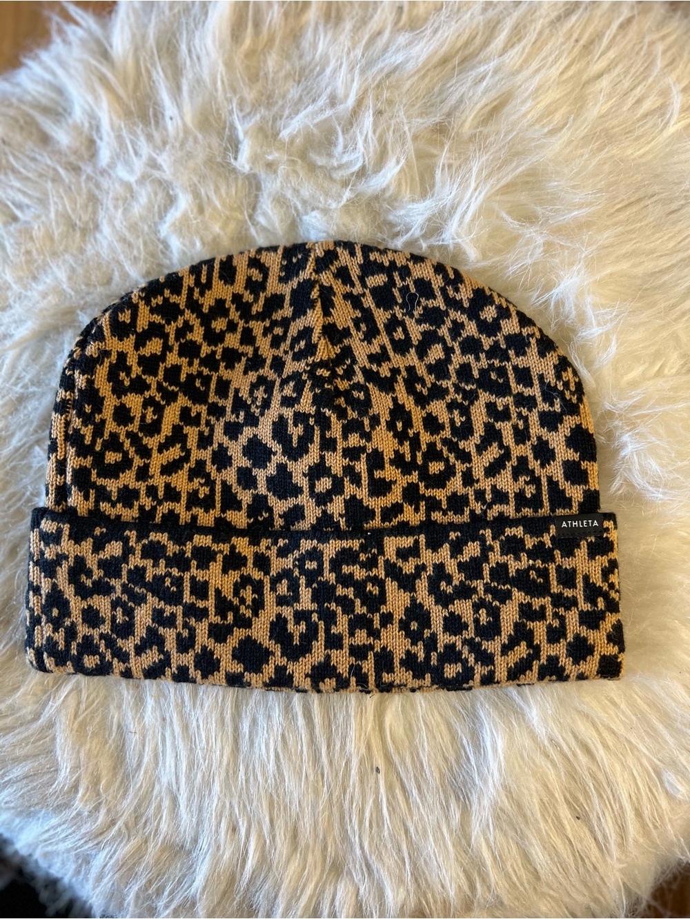 Athleta Leopard Print Knit Beanie